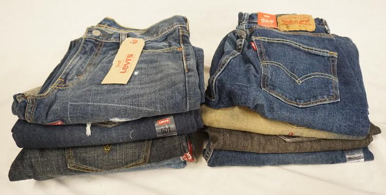 LOT OF 9 PAIRS OF LEVI'S JEANS. NEW W/ TAGS: LOT OF NINE PAIRS OF LEVI STRAUSS & COMPANY JEANS. NEW W/ TAGS ALL HAVE 30 IN WAIST