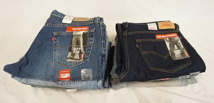 LOT OF 9 PAIRS OF LEVI'S JEANS. NEW W/ TAGS: LOT OF NINE PAIRS OF LEVI STRAUSS & COMPANY JEANS. NEW W/ TAGS. ALL HAVE 38 IN WAIST