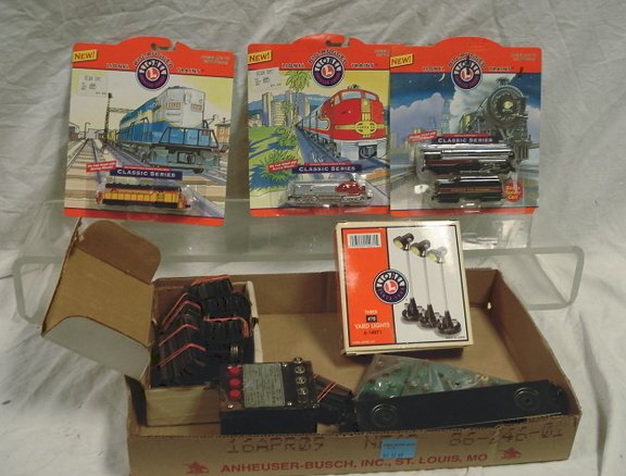 THREE LIONEL CLASSIC SERIES TRAINS TOGETHER WITH L: THREE LIONEL CLASSIC SERIES TRAINS TOGETHER WITH LIONEL YARD LIGHTS AND TRANSFORMER