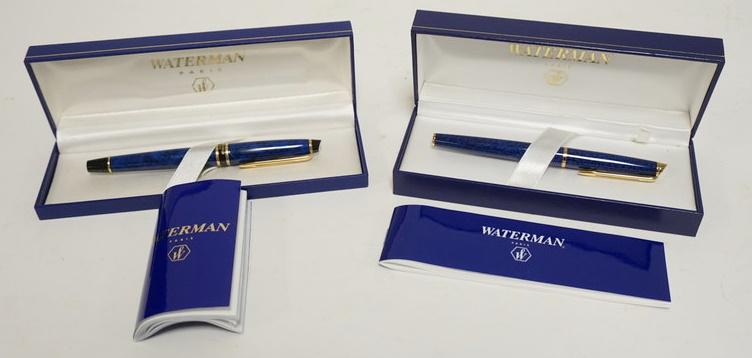 2 WATERMAN PARIS FOUNTAIN PENS: TWO WATERMAN PARIS FOUNTAIN PENS IN ORIGINAL BOXES W/ PAPERWORK