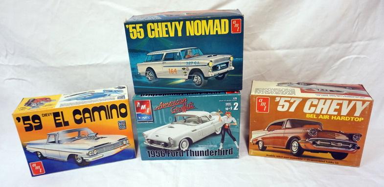 4 AMT CAR MODELS: LOT OF 4 AMT MODEL KITS, KITS ARE POSSIBLY COMPLETE, NOT GUARANTEED