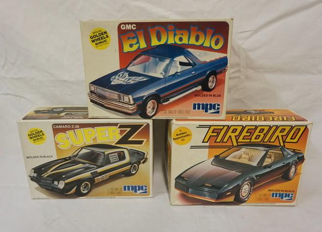 3 MPC MODEL CAR KITS: LOT OF 3 MPC MODEL CAR KITS, KITS ARE POSSIBLY COMPLETE, NOT GUARANTEED