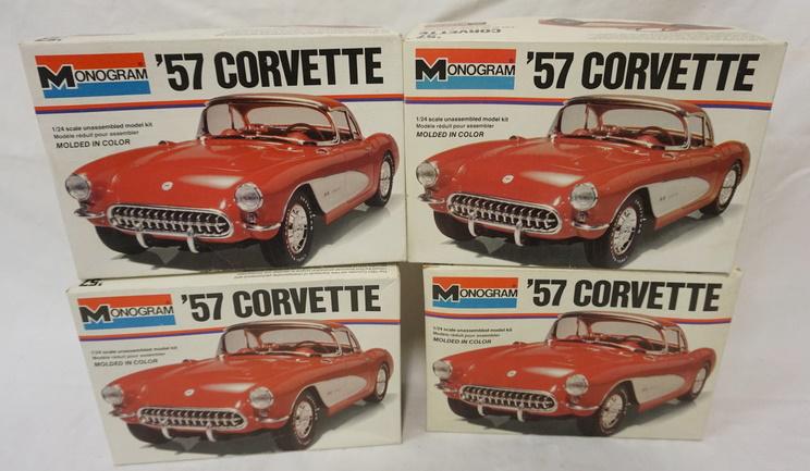 4 MONOGRAM CORVETTE CAR MODEL KITS: LOT OF 4 MONOGRAM CAR MODEL KITS, KITS ARE POSSIBLY COMPLETE, NOT GUARANTEED
