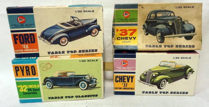 4 PYRO MODEL CAR KITS: LOT OF 4 PRYRO MODEL CAR KITS. KITS ARE POSSIBLY COMPLETE, NOT GUARANTEED