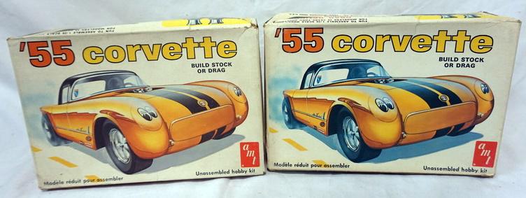 2 AMT MODEL CAR KIT 55 CORVETTE: 2 AMT MODEL CAR KIT 55 CORVETTE. KITS ARE POSSIBLY COMPLETE, NOT GUARANTEED
