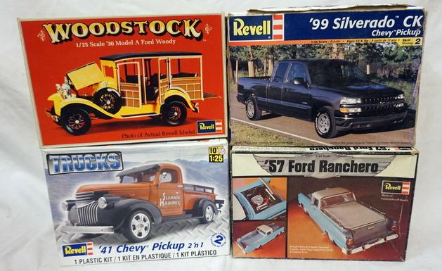 4 REVELL MODEL TRUCK KITS: LOT OF 4 REVELL MODEL TRUCK KITS. KITS ARE POSSIBLY COMPLETE, NOT GUARANTEED