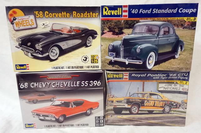 4 REVELL MODEL CAR KITS SEALED: LOT OF 4 REVELL MODEL CAR KITS, SEALED