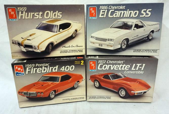 4 AMT ERTL MODEL CAR KITS: LOT OF 4 AMT ERTL MODEL CAR KITS. KITS ARE POSSIBLY COMPLETE, NOT GUARANTEED