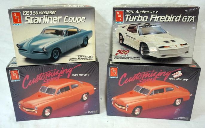 4 AMT ERTL MODEL CAR KITS: LOT OF 4 AMT ERTL MODEL CAR KITS, FIREBIRD, ETC. KITS ARE POSSIBLY COMPLETE, NOT GUARANTEED