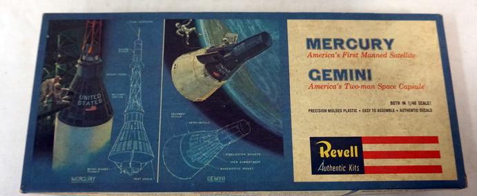 REVEL MODEL KIT MERCURY AND GEMINI SPACE CAPSULE: REVEL MODEL KIT, MERCURY AND GEMINI SPACE CAPSULE AND FIRST MANNED SATELITE. KITS ARE POSSIBLY COMPLETE, NOT GUARANTEED