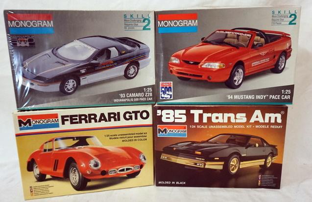 4 MONOGRAM MODEL CAR KITS: LOT OF 4 MONOGRAM MODEL CAR KITS. KITS ARE POSSIBLY COMPLETE, NOT GUARANTEED