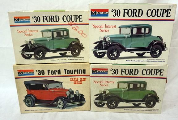 4 MONOGRAM MODEL CAR KITS: LOT OF 4 MONOGRAM MODEL CAR KITS. KITS ARE POSSIBLY COMPLETE, NOT GUARANTEED