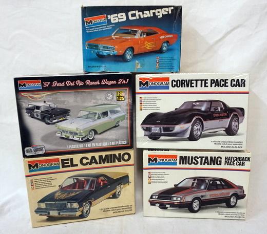 5 MONOGRAM MODEL CAR KITS: LOT OF 5 MONOGRAM MODEL CAR KITS. KITS ARE POSSIBLY COMPLETE, NOT GUARANTEED