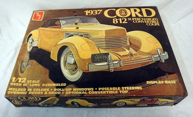 AMT MODEL CAR KIT 37 CORD: AMT MODEL CAR KIT, 1937 CORD 1:12. KITS ARE POSSIBLY COMPLETE, NOT GUARANTEED