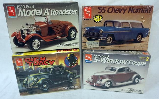 4 AMT ERTL MODEL CAR KITS: LOT OF 4 AMT ERTL MODEL CAR KITS. KITS ARE POSSIBLY COMPLETE, NOT GUARANTEED. 3 SEALED