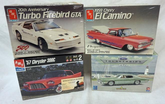 4 AMT AND ERTL MODEL CAR KITS: LOT OF 4 AMT AND ERTL MODEL CAR KITS, SEALED