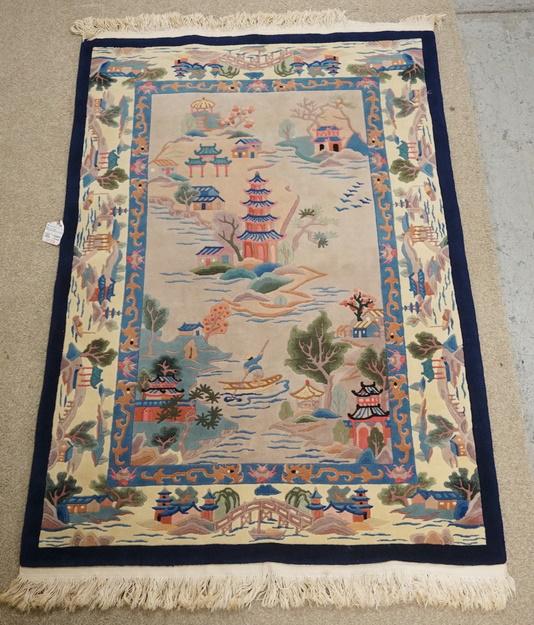 ORIENTAL THROW RUG: ORIENTAL THROW RUG, 74 IN X 48 IN