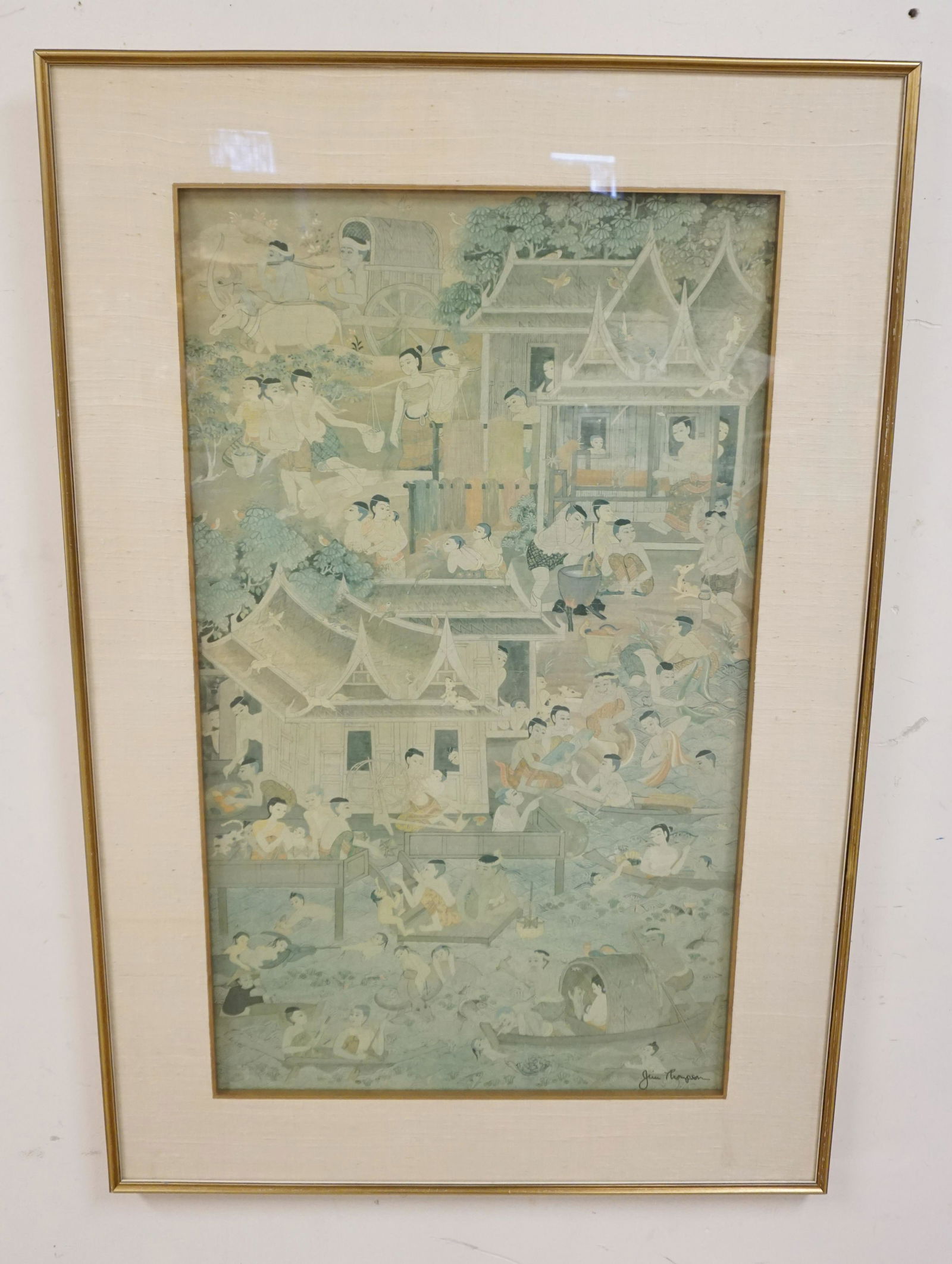 JIM THOMPSON FRAMED THAI ART PRINT: JIM THOMPSON FRAMED THAI ART PRINT, 29 IN X 43 1/2 IN