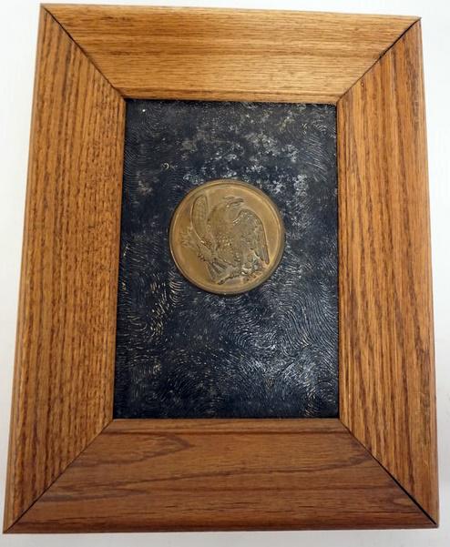 FRAMED CIVIL WAR BRASS BREAST PLATE, EAGLE (1 of 1)
