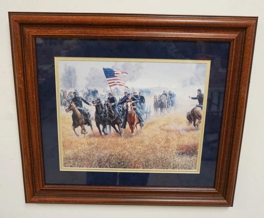 FRAMED PRINT DEPICTING CIVIL WAR BATTLE (1 of 2)