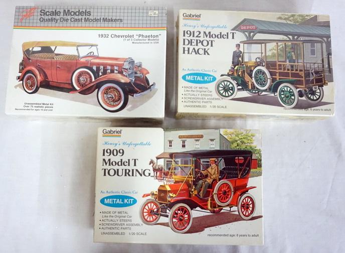 LOT OF 3 GABRIEL METAL/DIE CAST MODEL CAR KITS (1 of 3)