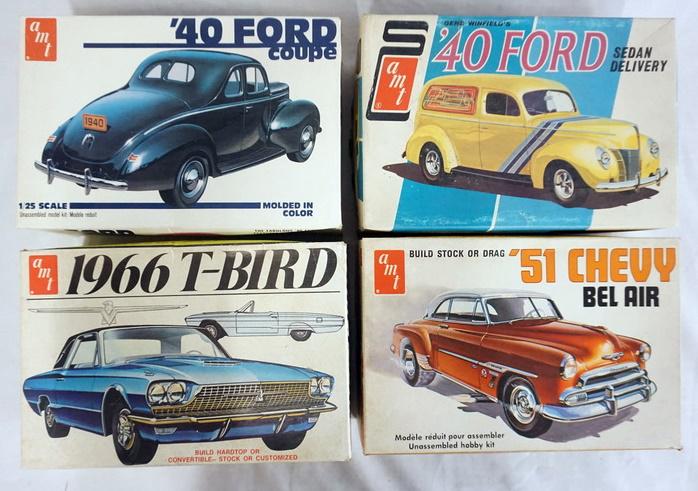 LOT OF FOUR AMT MODEL CAR KITS: LOT OF FOUR AMT MODEL CAR KITS. POSSIBLY COMPLETE NOT GUARANTEED.