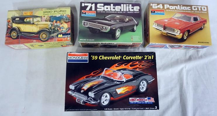 LOT OF 4 MONOGRAM MODEL CAR KITS (1 of 3)