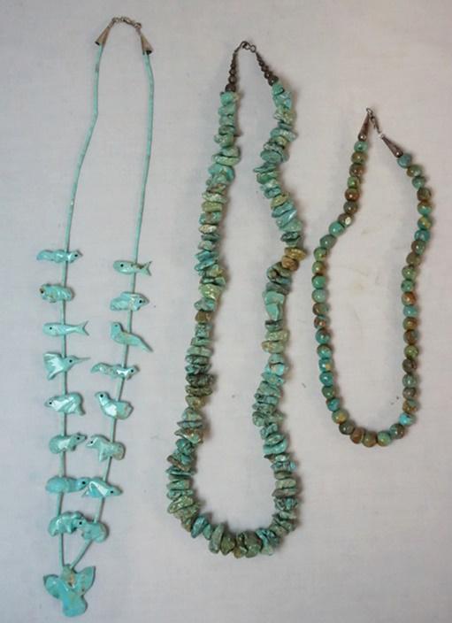 3 TURQUOISE BEADED NECKLACES (1 of 2)