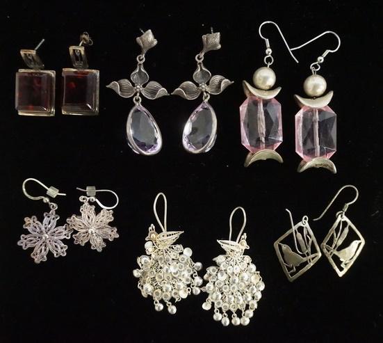 6 PAIRS STERLING SILVER EARRRINGS (1 of 2)