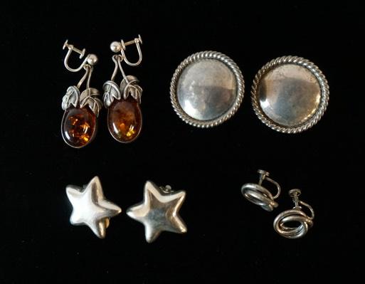 4 PAIRS STERLING SILVER EARRINGS (1 of 2)