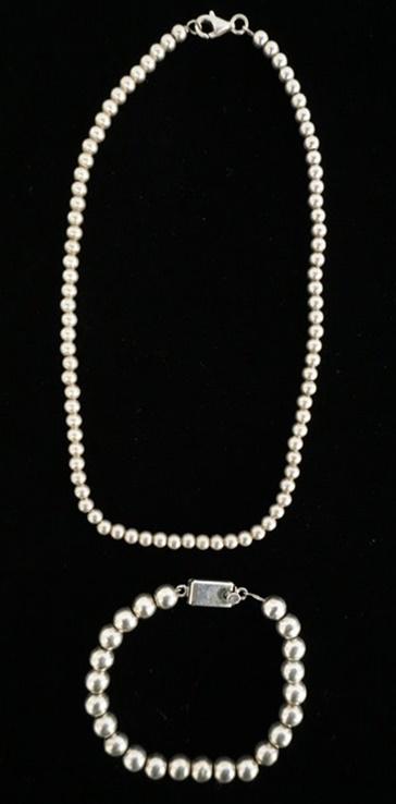 STERLING SILVER BEADED BRACELET AND NECKLACE (1 of 2)