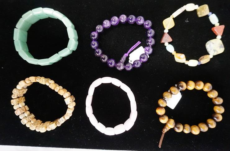 LOT OF 6 BRACELETS W/ COLORFUL BEADS/STONES (1 of 3)