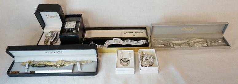 LOT OF WATCHES/WRIST WATCHES: LOT OF WATCHES/WRIST WATCHES. LOT INCLUDES A MARCASITE WRIST WATCH BY LUCIDA, A MARCASITE WRIST WATCH BY VIVANI, A WRIST WATCH W/ A BEADED BAND BY COLLEEN LOPEZ, DUCHESS COLLECTION BY JEANNE COOPER, A