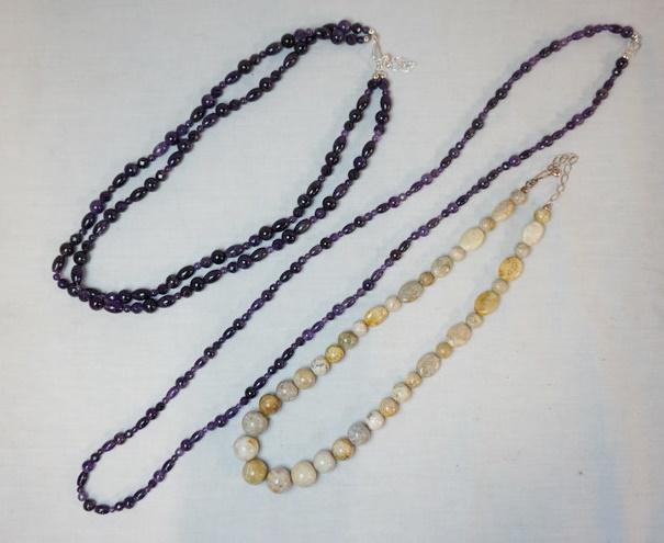 LOT OF 3 JAY KING NECKLACES W/ STERLING SILVER: LOT OF THREE JAY KING NECKLACES W/ STERLING SILVER CLASP/CHAINS