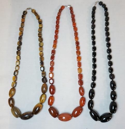 LOT OF 3 BEADED NECKLACES W/ STERLING SILVER CLASPS (1 of 2)