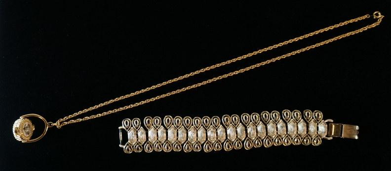 PAI PEWTER BASKET NECKLACE AND CORO PEGASUS BRACELET: PAI CC GOLD PLATED PEWTER BASKET LIGHTHOUSE SCRIMSHAW NECKLACE AND CORO PEGASUS BRACELET