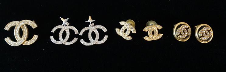 COCO CHANEL TYPE EARRING AND PIN LOT (1 of 1)