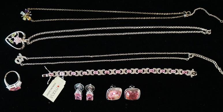 STERLING SILVER PINK STONE JEWELRY (1 of 2)