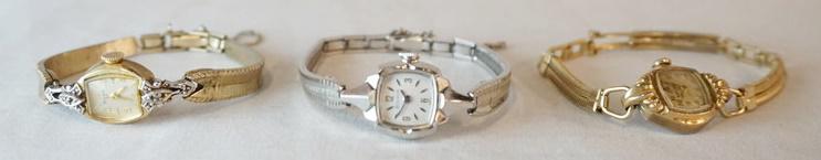 LOT OF 3 BULOVA LADIES WRIST WATCHES: LOT OF THREE BULOVA LADIES WRIST WATCHES. AS FOUND