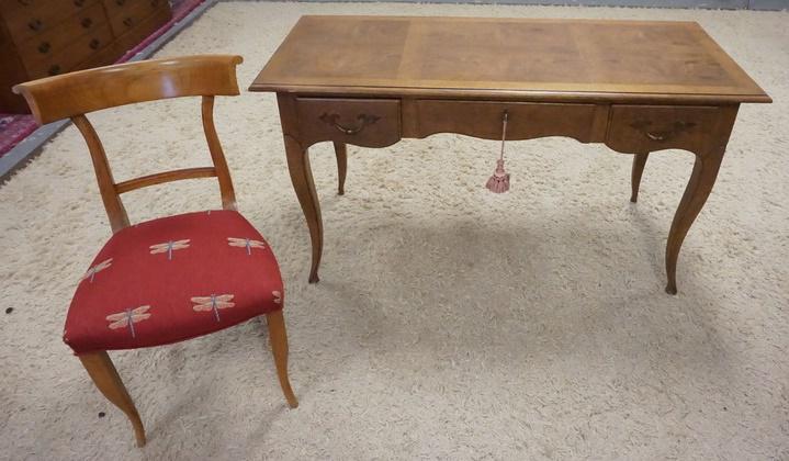 BAKER MILLING ROAD 3 DRAWER DESK & CHAIR: BAKER MILLING ROAD 3 DRAWER DESK & CHAIR, DESK IS 54 IN X 24 IN X 29 1/4 IN HIGH