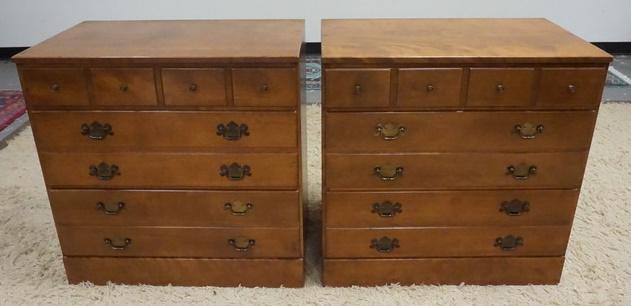 PAIR OF ETHAN ALLEN BAUMRITTER 4 DRAWER CHESTS: PAIR OF ETHAN ALLEN BAUMRITTER 4 DRAWER CHESTS, 30 1/4 IN WIDE X 30 1/4 IN HIGH
