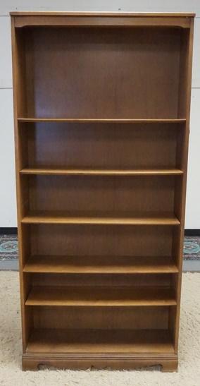 ETHAN ALLEN 6 TIER OPEN SHELF: ETHAN ALLEN 6 TIER OPEN SHELF, SHELVES HAVE PLATE GROOVES, 36 IN WIDE X 78 IN HIGH X 10 IN DEEP