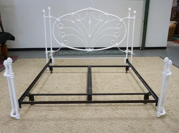 FANCY IRON BED: FANCY IRON BED, 83 IN WIDE X 59 IN HIGH