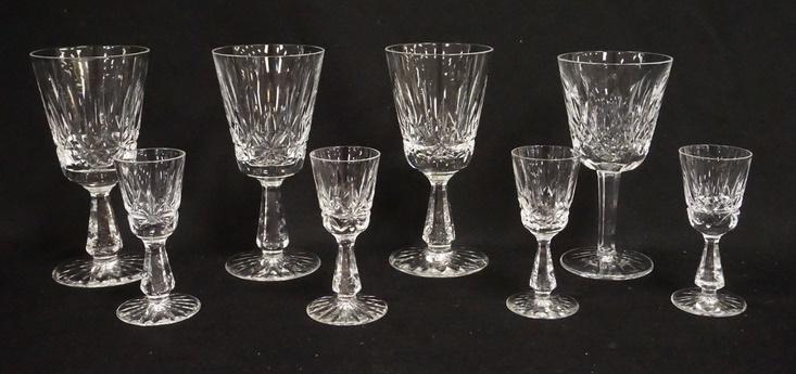 8 PIECE WATERFORD LISMORE CUT CRYSTAL STEMS: 8 PIECE WATERFORD LISMORE CUT CRYSTAL STEMS, FOUR 6 IN GOBLETS AND FOUR 4 IN GOBLETS