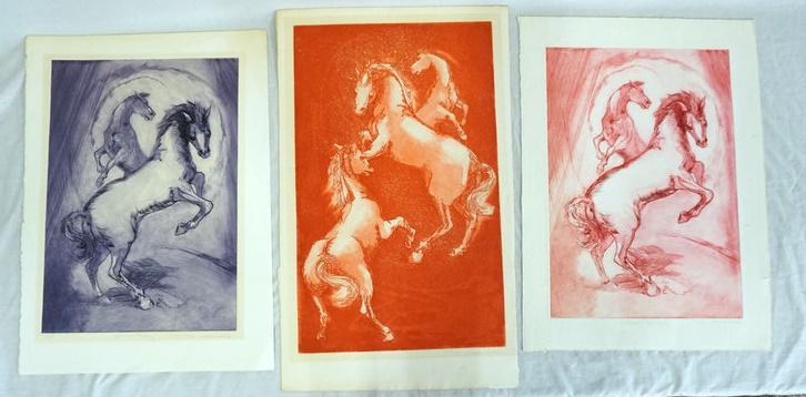 LOT OF 3 SIGNED PAT GREENWALD ARTIST PROOFS DEPICTING (1 of 4)