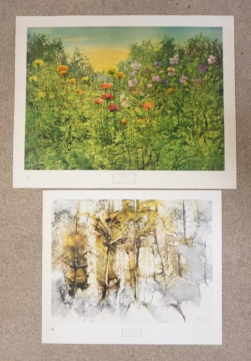 LOT OF 2 ART POSTERS BY NEW YORK GRAPHIC SOCIETY;: LOT OF TWO ART POSTERS BY NEW YORK GRAPHIC SOCIETY; *OVERGROWN QUARRY* BY WILLIAM THON COPYRIGHT DATED 1971 & *MISTY MORNING* BY MALCOM THOMPSON, COPYRIGHT DATED 1976. LARGEST IS 38 IN X 30 IN.