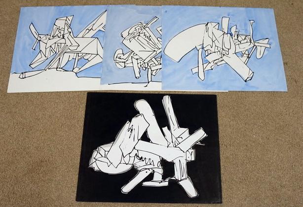 LOT OF 4 ORIGINAL WATERCOLORS SIGNED CICERO (1 of 9)