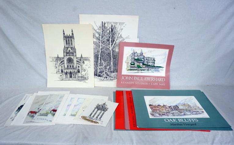 LARGE LOT OF JOHN PAUL EBERHARD ART PRINTS, POSTERS, (1 of 7)