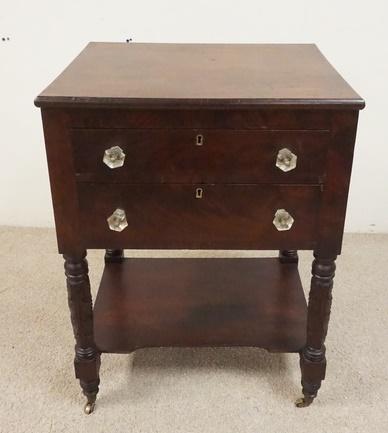 ANTIQUE MAHOGANY 2 DRAWER WORK TABLE (1 of 4)