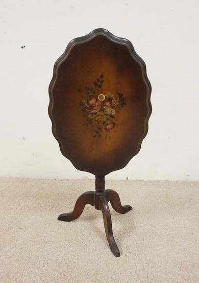 TILT TOP STAND W/PAINT DECORATED FLORAL DESIGN (1 of 2)
